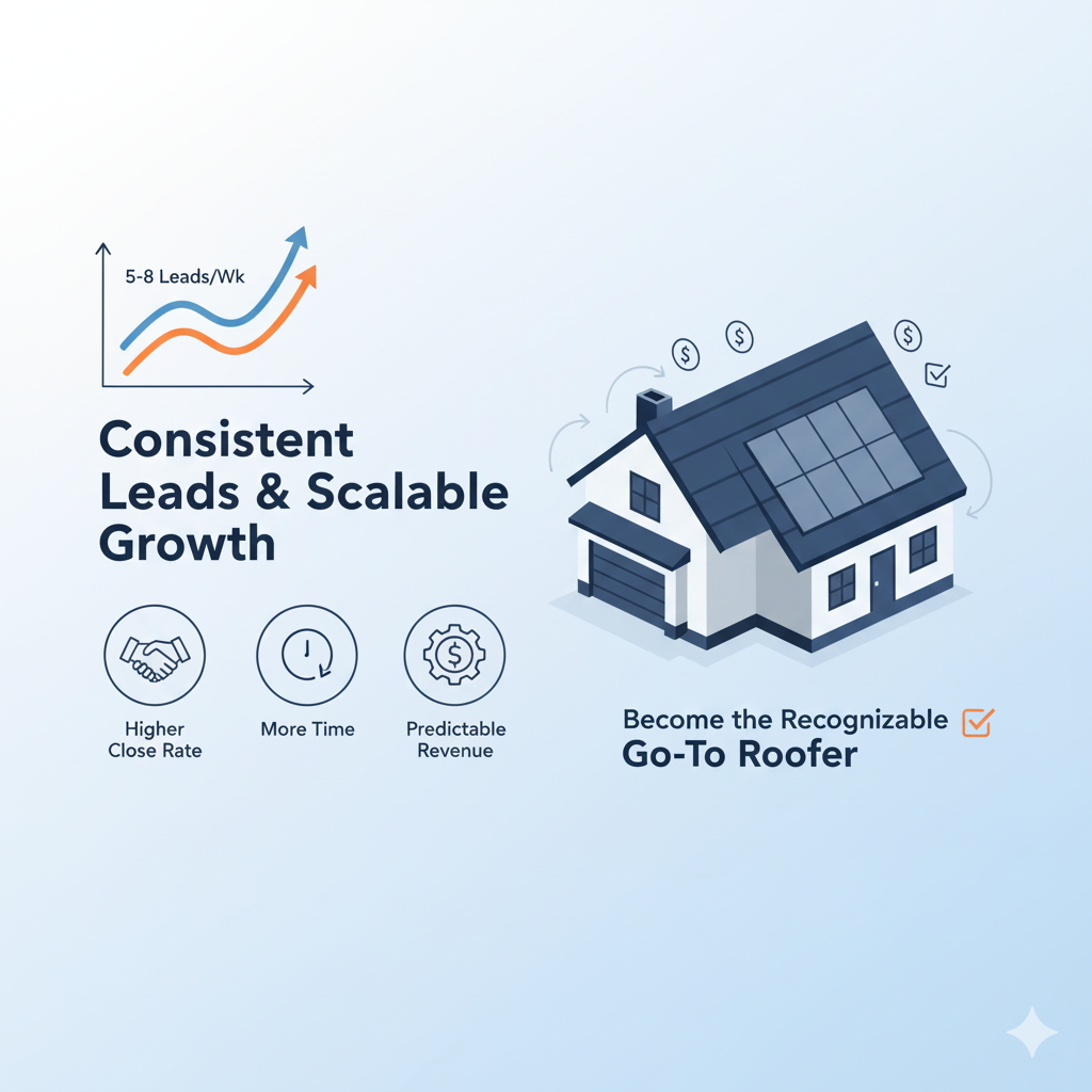 Simple graphic showing key results - 5-8 leads/wk, Higher Close Rate, More Time