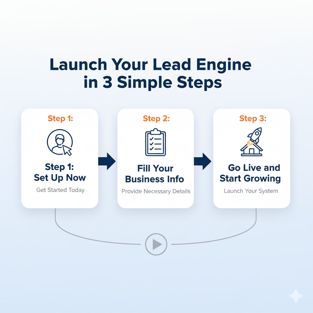 Simple graphic: 1. Sign Up -> 2. Provide Info -> 3. Go Live