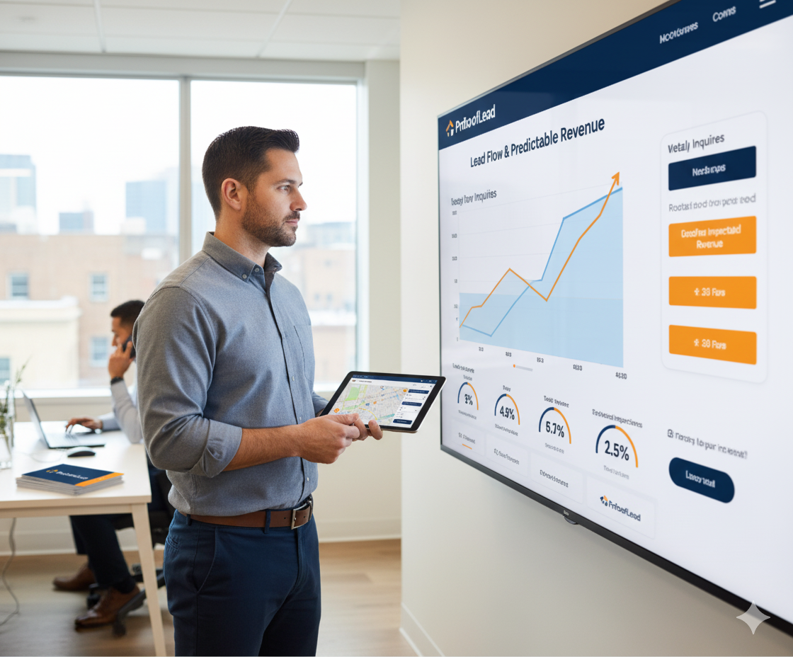 Stressed roofer vs. slow Word-of-Mouth leads graphic